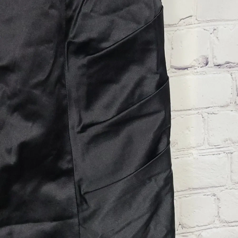 Miss Me Couture Black Satin Mini Skirt Small Ruffle Ruched Pencil Party Glam